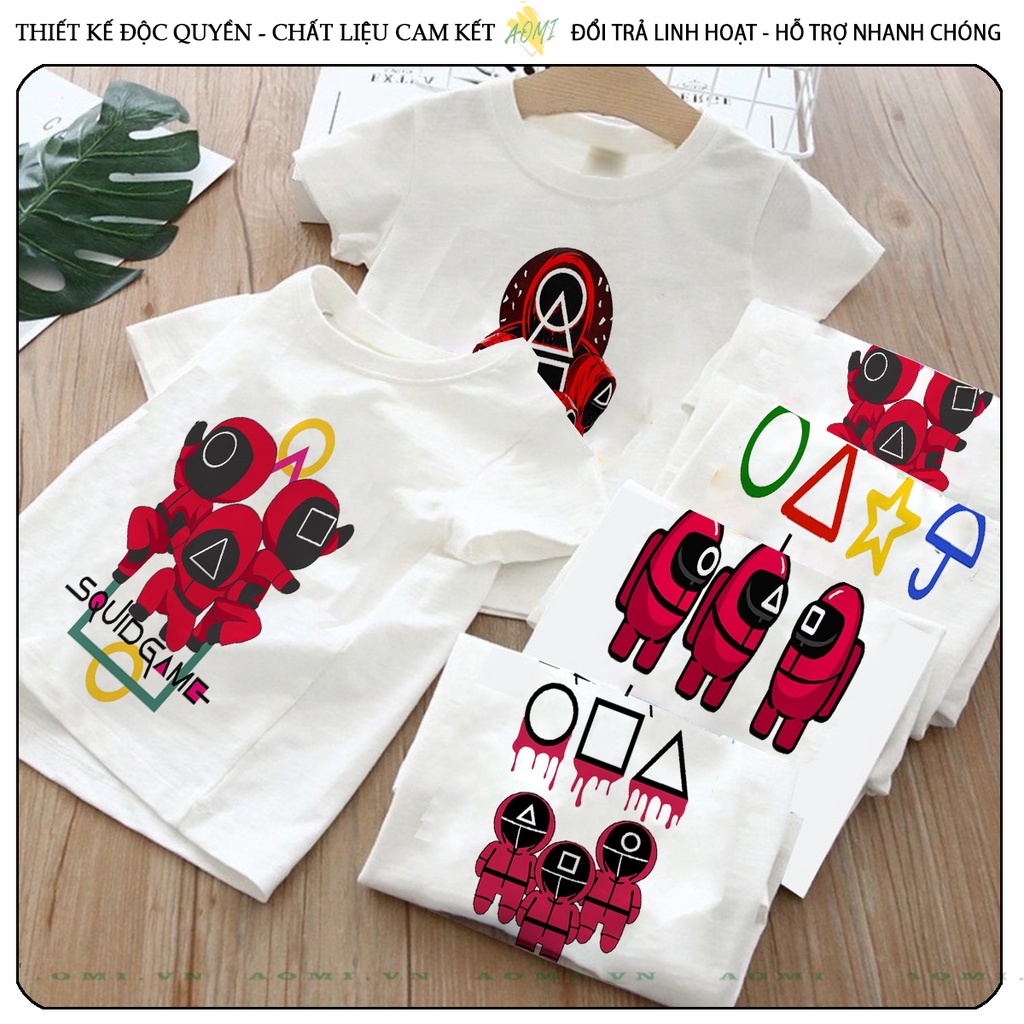 ÁO THUN UNISEX SQUID GAME TRÒ CHƠI CON MỰC HOT PHÔNG NAM NỮ GIA ĐÌNH CẶP ĐÔI CÓ SIZE TRẺ EM CHO BÉ TRAI GÁI AOMIVN