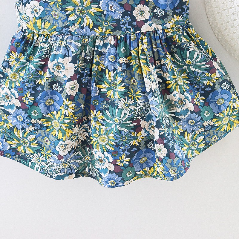 Đầm không tay đính nơ in họa tiết xinh xắn thời trang mùa hè cho bé gái từ 9 tháng đến 3 tuổi