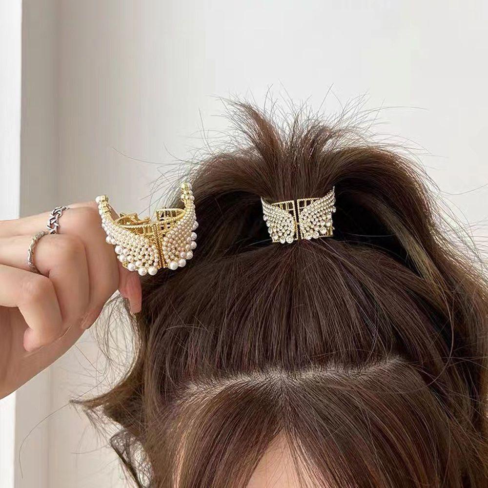 Kẹp Tóc Đính Ngọc Trai Giả Tinh Tế Cho Nữ|Kẹp Tóc Đuôi Ngựa Hình Đôi Cánh Thiên Thần Xinh Xắn