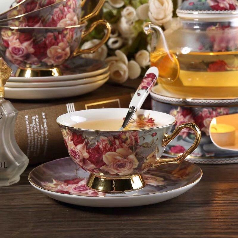 Bộ ấm trà hoa hồng cổ điển phong cách Anh Quốc - CL02