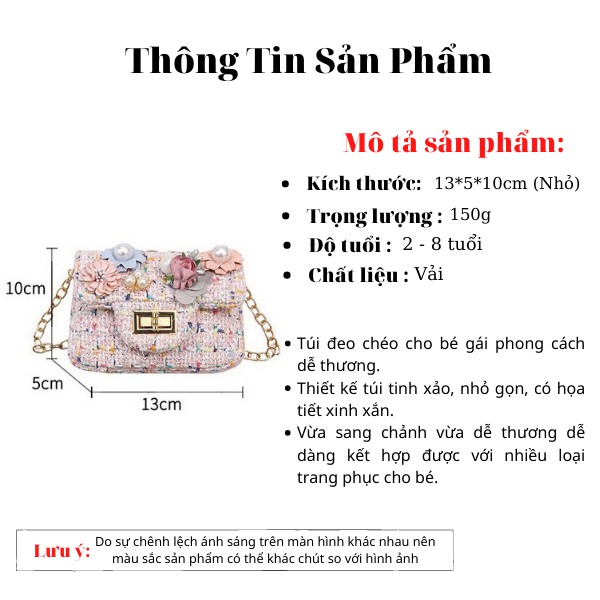 Túi Đeo Chéo Dáng Vuông Mini Phối Hoa Dễ Thương Thời Trang Cho Bé Gái