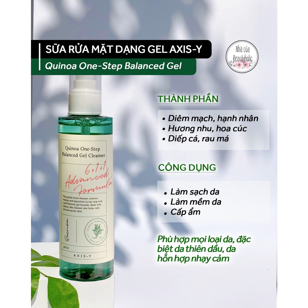 Gel rửa mặt làm sạch sâu AXIS-Y QUINOA ONE STEP BALANCED