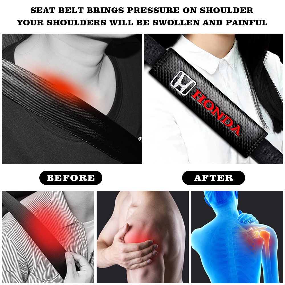 Set 2 Vỏ Bọc Dây Đai An Toàn Bằng Sợi Carbon Cho Xe Hơi Honda Mugen Power City Civic BRV Jazz Crv Hrv Fit odyssey