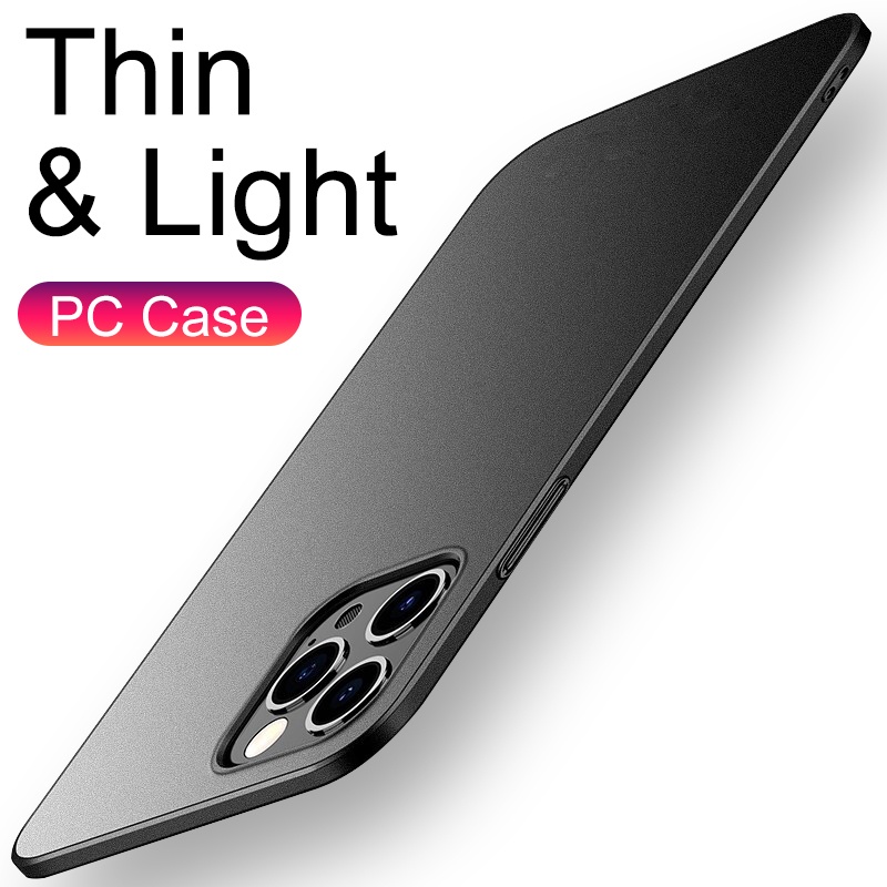 Ốp Điện Thoại Cứng Siêu Mỏng Màu Trơn Mặt Nhám Cho iPhone 7 11 12 Pro Max Xs Max X Xr 8 6s 6 Plus