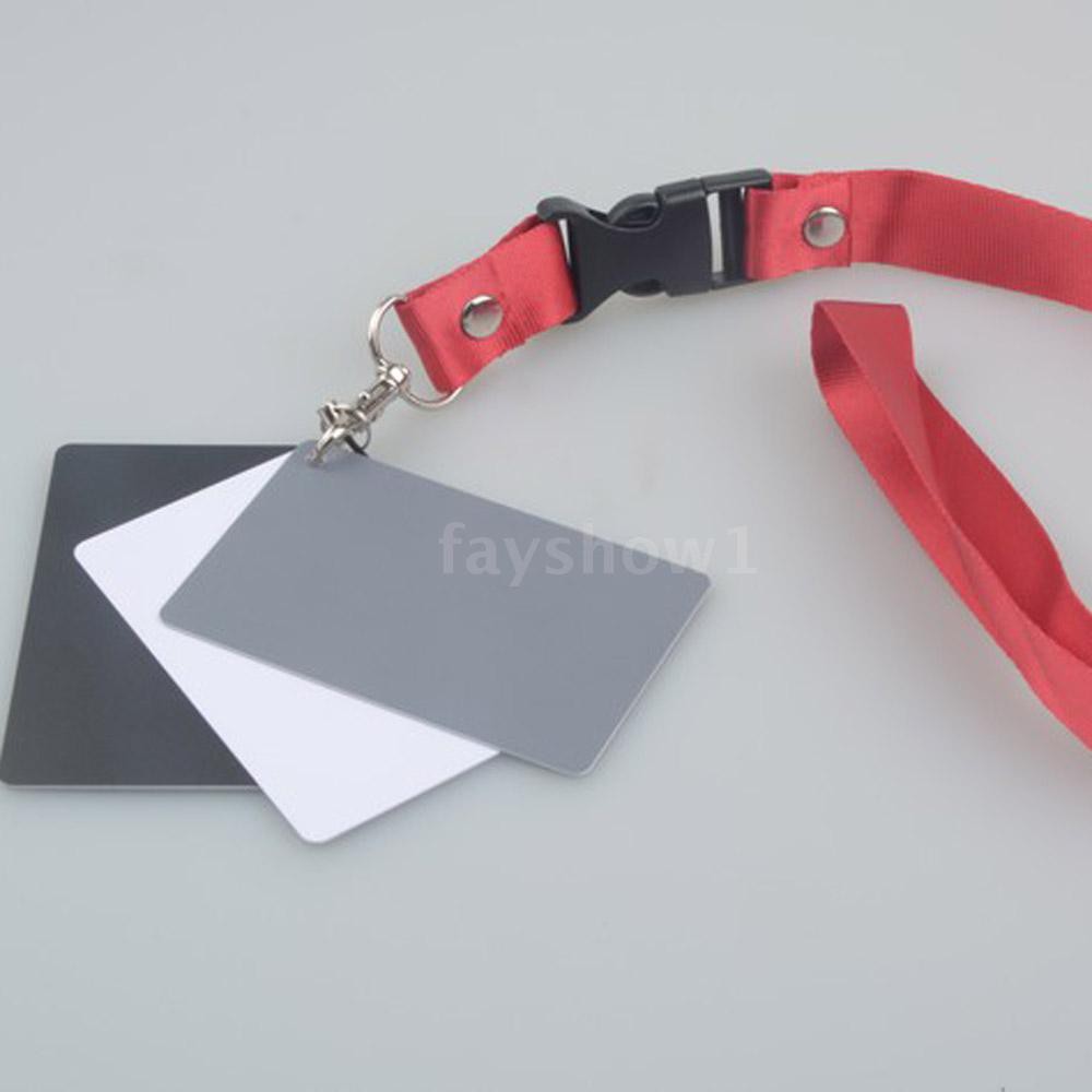 ✨TOP 3 in 1 Pocket-Size Digital White Black Grey Balance Cards 18% Gray Card with Neck Strap for Digital Photography