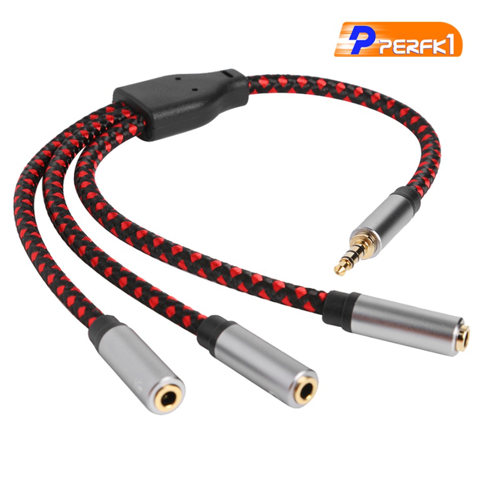 Dây cáp chia 3 cổng âm thanh 11.8 "3.5Mm đầu cắm sang 3x cổng cắm