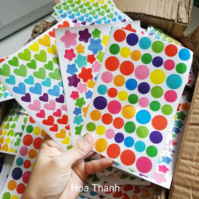 Set 10 sticker hình tim và sao
