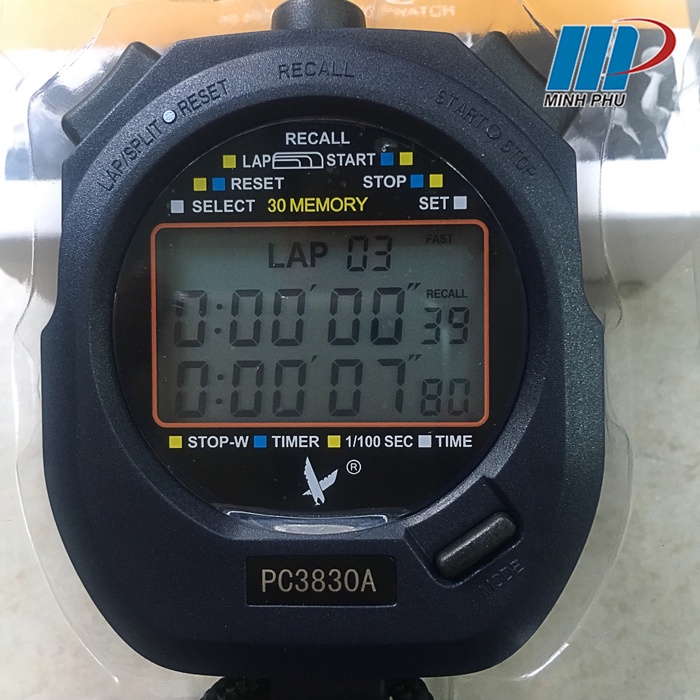 Đồng hồ bấm giây 30 LAP PC 3830A ⚡ Đồng hồ tính giây nhớ được 30 lần liên tiếp