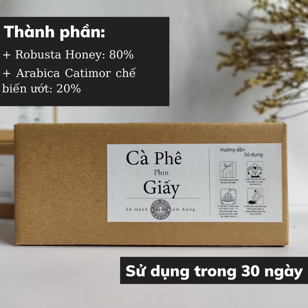 Cà phê phin giấy rang xay Robusta và Arabica nguyên chất chuẩn vị set 3 gói nhỏ gọn tiện lợi mang đi du lịch