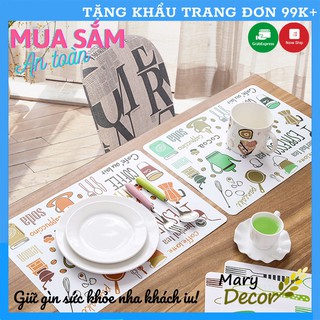 Tấm lót bàn ăn chống thấm cách nhiệt chống trượt nhiều màu ngộ nghĩnh chất liệu nhựa PVC