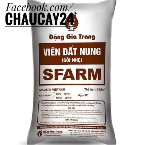 Viên đất nung SFARM size 5-10 mm sỏi nhẹ trồng cây hoa kiểng, cây thủy canh, phong lan.