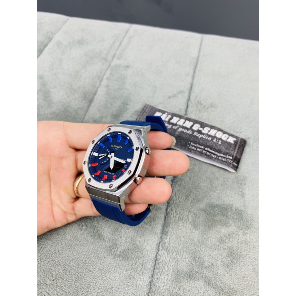 Đồng hồ nam G-SHOCK GA-2100-1A Custom Silver Blue | GA-2100 Custom | Full phụ kiện | Bảo hành 2 năm