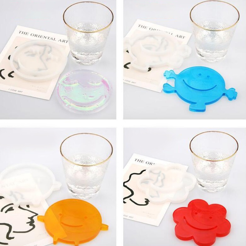 Khuôn Làm Trang Sức Epoxy Pha Lê Hình Tròn Họa Tiết Mặt Cười Sáng Tạo Diy