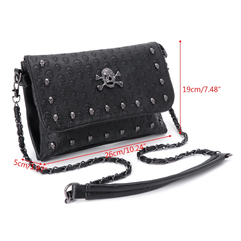 Túi Đeo Chéo Đính Đinh Tán Họa Tiết Đầu Lâu Phong Cách Gothic Thời Trang Cho Nữ