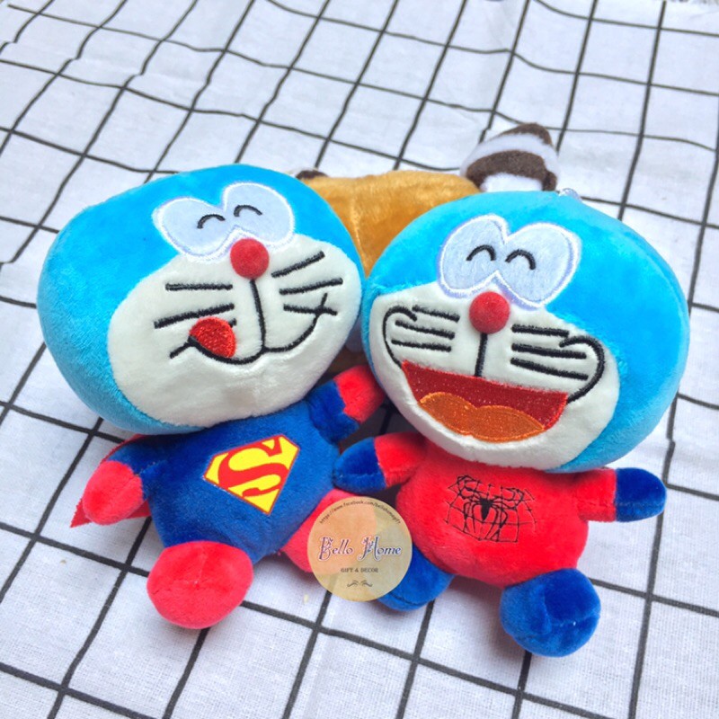 Móc Khoá Thú Bông Đô rê mon Doraemon Marvel Spiderman Superman Gấu Bông Dễ Thương Cute Nhiều Màu - Ảnh chụp thật