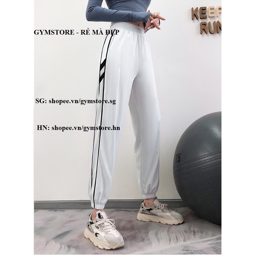 Quần Jogger Tập Gym Nữ ❤️𝐇𝐀̀𝐍𝐆 𝐗𝐈̣𝐍❤️ Sọc Hông vải xốp nhẹ cho nữ tập thể thao 𝐆𝐘𝐌𝐒𝐓𝐎𝐑𝐄 040