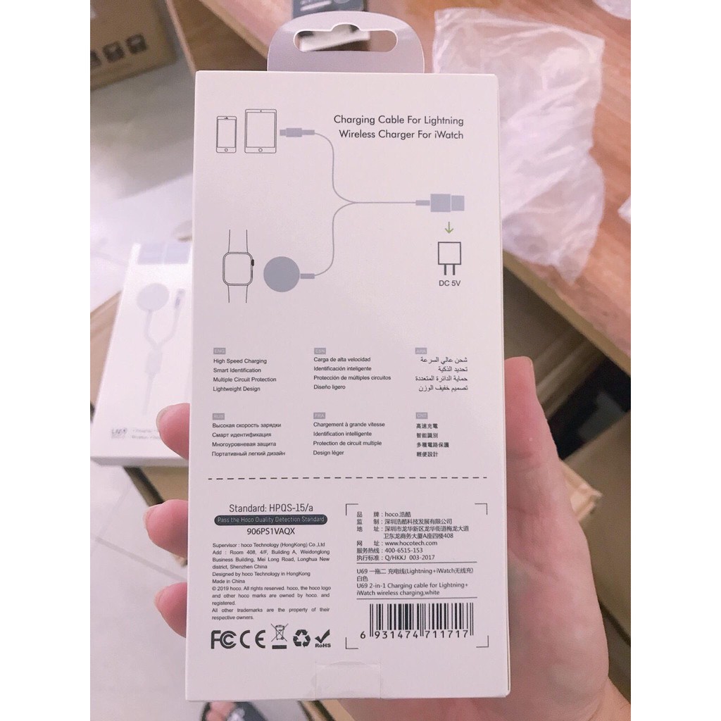Cáp sạc Hoco 69 2 in 1 cho IPhone IPad sạc không dây cho Apple watch - Huco Việt Nam