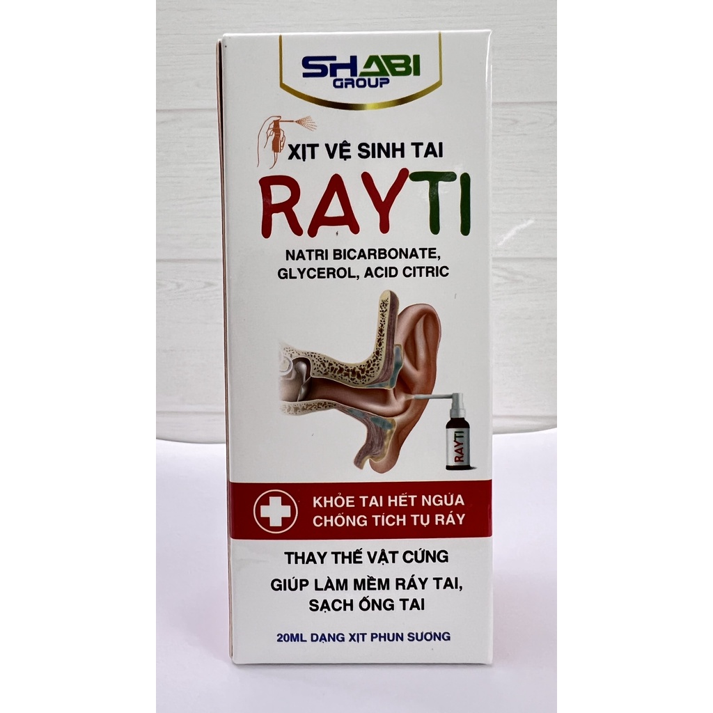Xịt vệ sinh tai cho bé Rayti lọ 20ml giúp làm mềm và sạch ống tai ráy tai.suckhoechomoinha