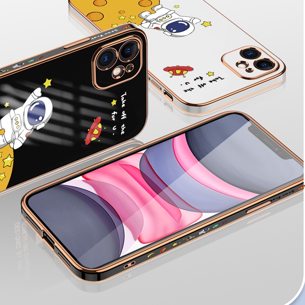 Samsung Galaxy J2 J4 J6 J7 Prime Plus Pro 2018 2017 J4+ J6+ For Phone Case Soft Casing Silicone Cute Astronaut UFO Electroplating Full Cover Shockproof TPU Cases