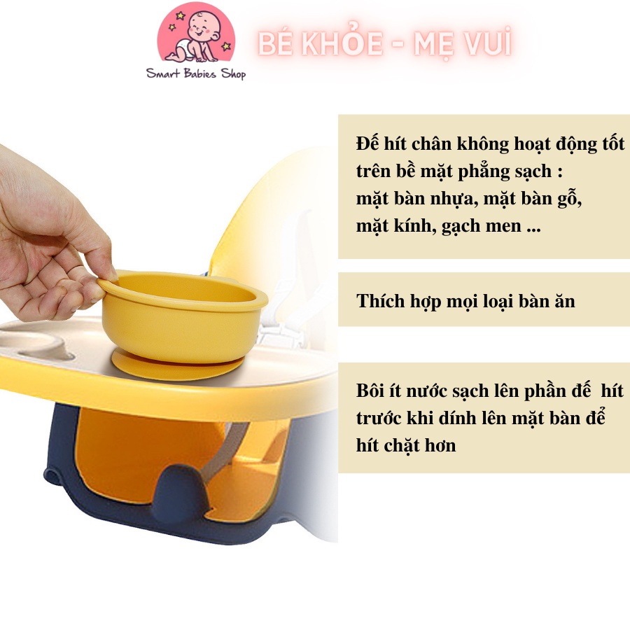 Bát silicon hình gấu tones màu Pastel phong cách Hàn Quốc, có đế hút chân không chống lật cho bé ăn dặm