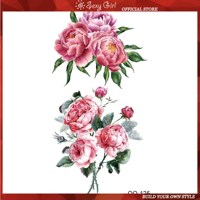 Hình Xăm Dán 105 * 60mm 2W Không Thấm Nước Hình Hoa Và Bướm Quyến Rũ Cho Nữ