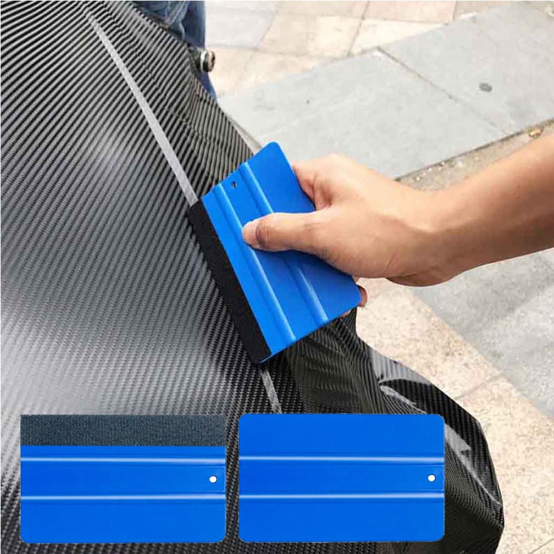 SUN Vinyl Wrap Film Card Squeegee Car Foil Wrapping Suede with Felt Scraper Blue