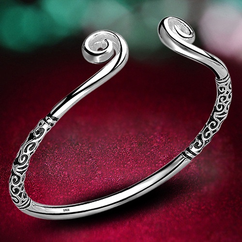 Vòng tay bạc dạng hở thiết kế vòng kim cô cá tính trẻ trung mới lạ dành cho nữ