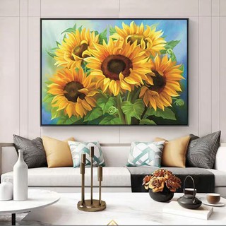 Tranh thêu bình hoa hướng dương mẫu mới nhất (60 x 80cm)