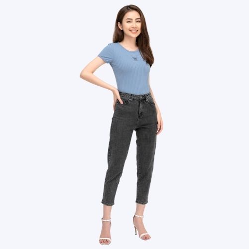 Quần Jeans nữ YODY dáng Baggy vải bò, xuất xin, ống côn, cá tính trẻ trung co dãn 4 chiều QJN3126