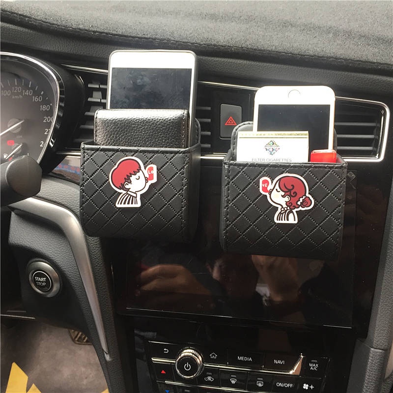 Túi Đựng Điện Thoại Treo Lỗ Thông Gió Xe Hơi In Họa Tiết Hoạt Hình Phong Cách Đường Phố