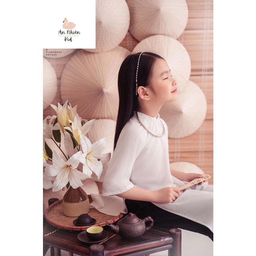 AD0012 Áo Dài Trắng Bé Gái
