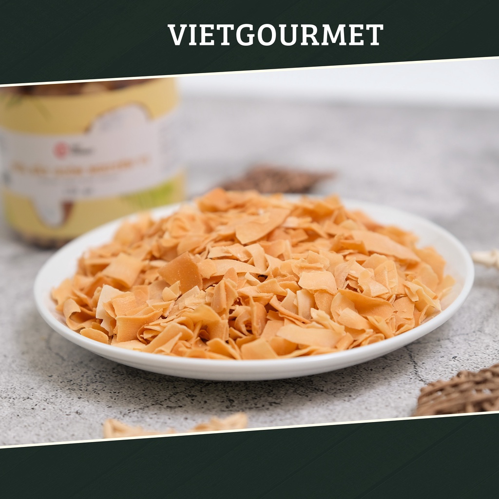Dừa khô sấy giòn 120g Vietgourmet, dừa sấy không đường, nguyên vị ngọt thơm, đồ ăn vặt healthy