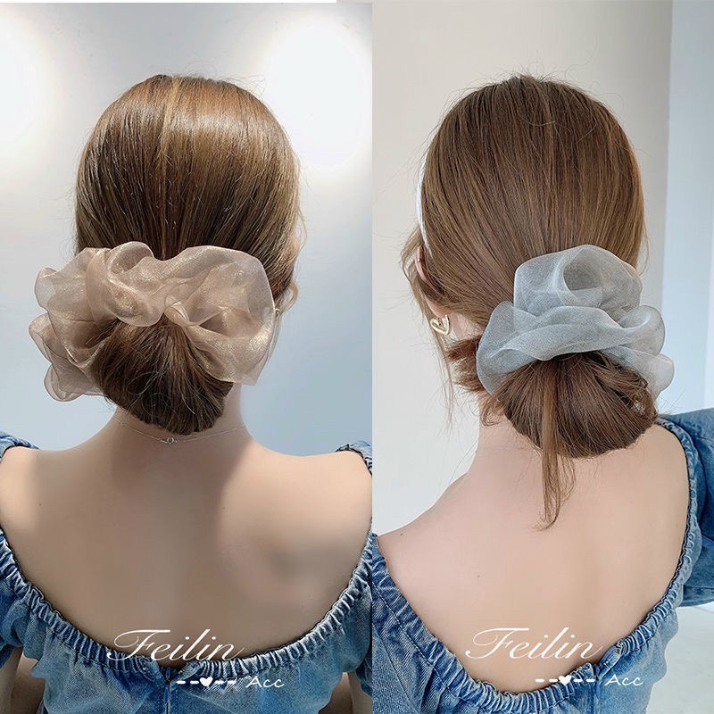 Dây buộc tóc Scrunchies phi lụa 4 màusiêu mềm