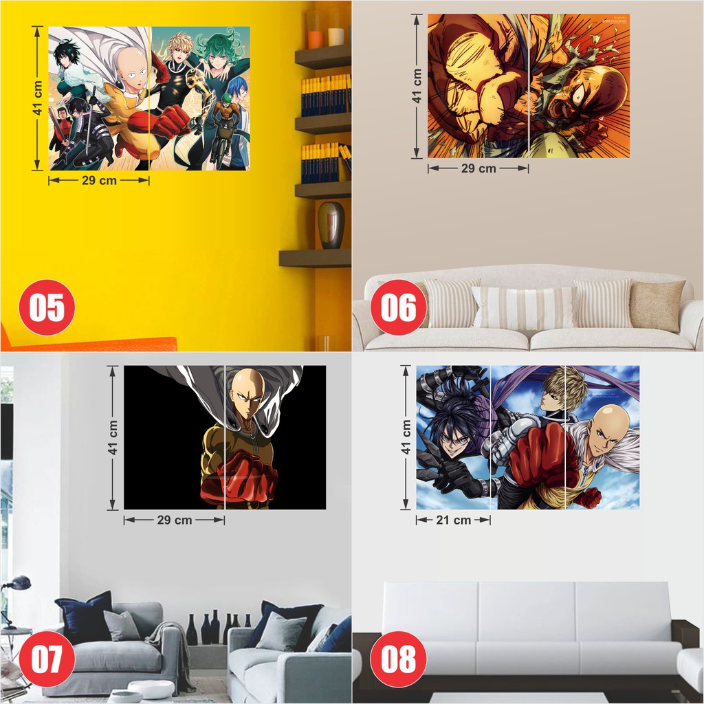 Combo 2 Tấm Poster Áp Phích In Hình Anime One Punch Man Saitama By AnimeX