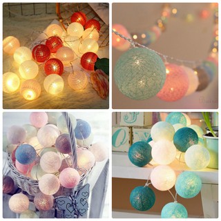 Bộ Dây đèn led Trang trí Nhà hàng quán cafe cầu mây quả tròn ( 3 mét 20 bóng tròn) - chạy pin hoặc cắm điện