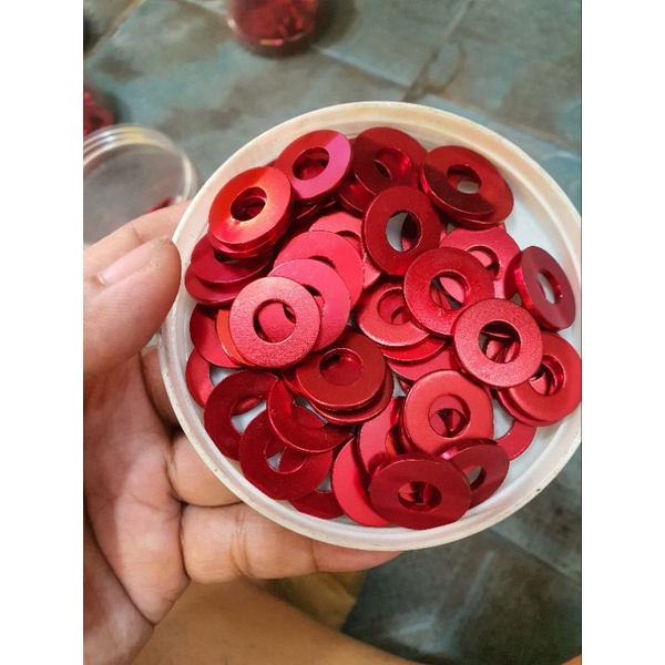 Lông đền nhôm màu đỏ loại 6li lốc máy và 6li dàn áo 8li 10li 12li 14li