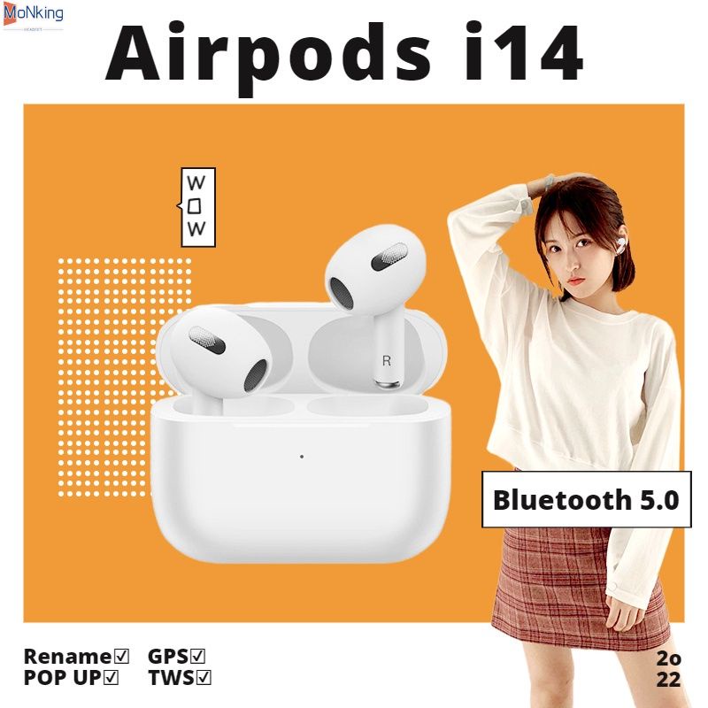 6 màu sắc TWS Bluetooth Tai Nghe i14 inPods Cảm Ứng Tai Nghe Key Không Dây Headphone Earbuds Tai Nghe Thể Thao Cho iPhone -MKSHOP