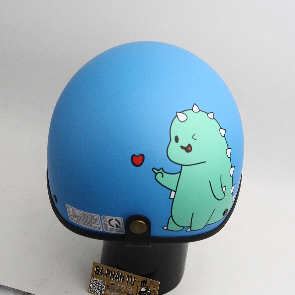 Mũ bảo hiểm nửa đầu 1/2 kèm kính, Tem khủng long xanh Mũ bảo hiểm đạt tiêu chuẩn