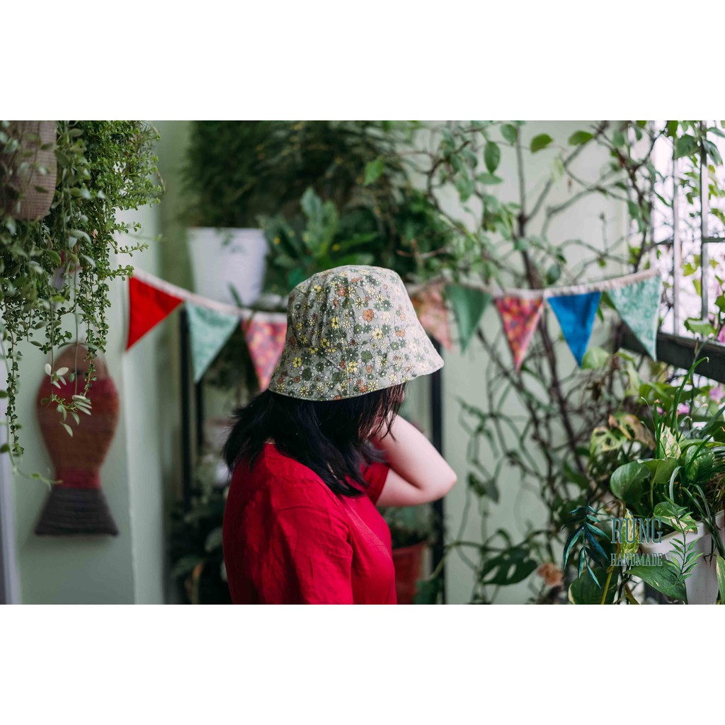 Mũ vải bucket handmade đội được 2 mặt