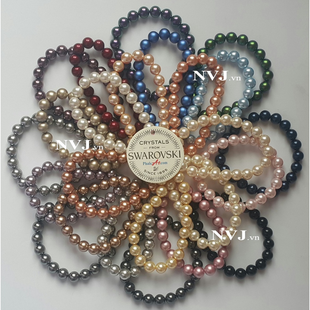 Vòng tay Swarovski nhiều màu tùy chọn hạt 8ly 5810 crystal pearl001 - Trang sức NVJ, phaleao