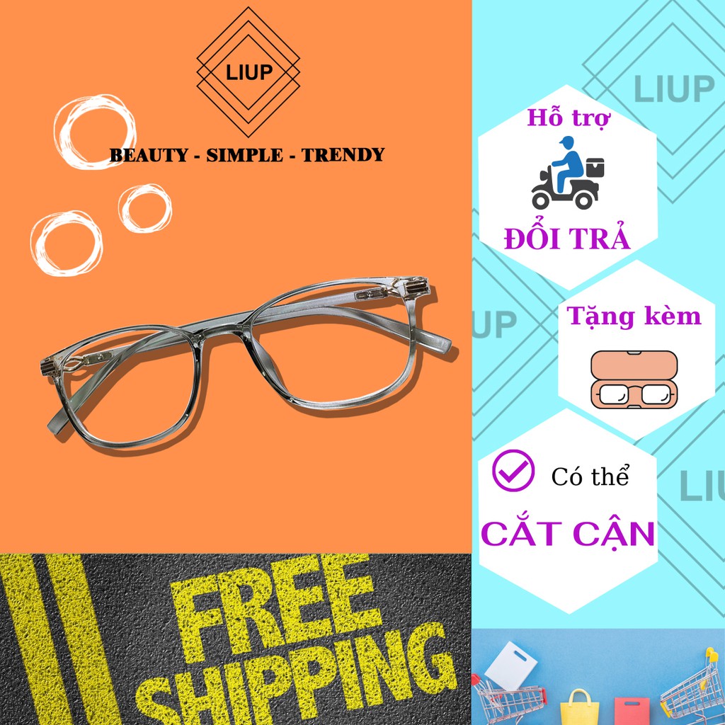 [Mã WCP04 giảm 20% đơn 100.000Đ] Gọng kính cận mắt tròn nam nữ phối kim loại Liupeyewear có thể cắt cận loạn viễn