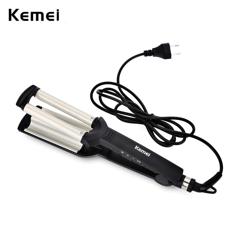 Máy Uốn Tóc 3 Ống Tạo Kiểu Chuyên Nghiệp Kemei