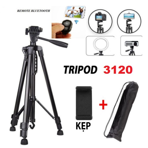 Chân Máy Chụp Hình Đa Năng Tripod 1,1m - TF 3120,Gậy 3 chân Tripod chuyên chụp hình live stream