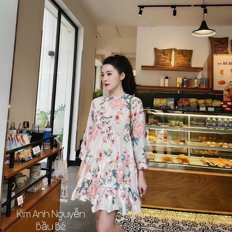 Đầm hoa babydoll kèm lót.