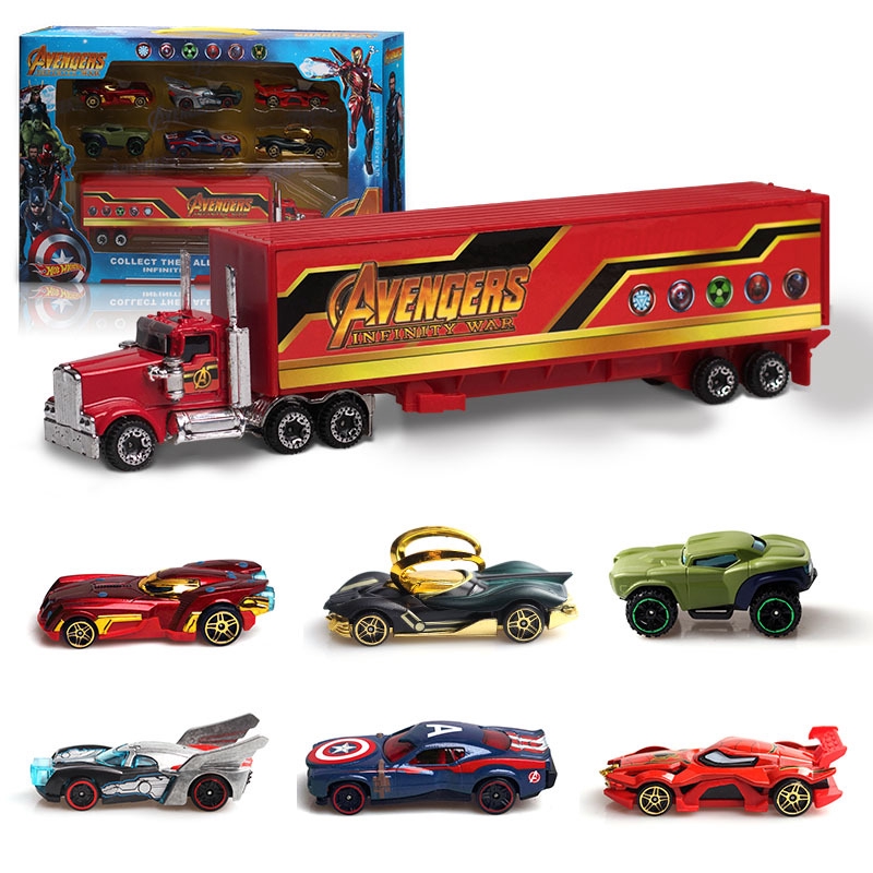 7 pcs 1:64 The Avengers Car Toys Model Alloy Diecast PVC Vehicles Kids Gift