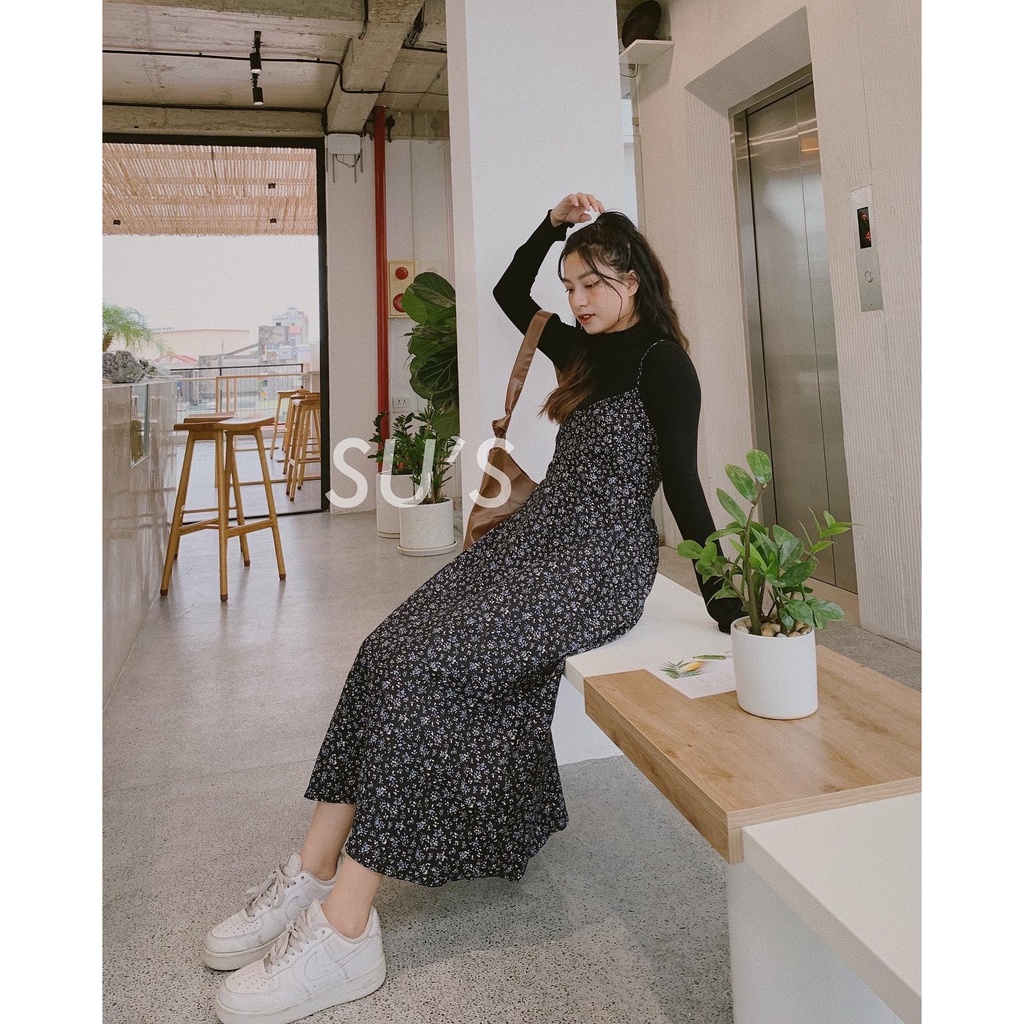 Váy 2 dây hoa nhí nhung lưng chun V571 SUSTORE | BigBuy360 - bigbuy360.vn