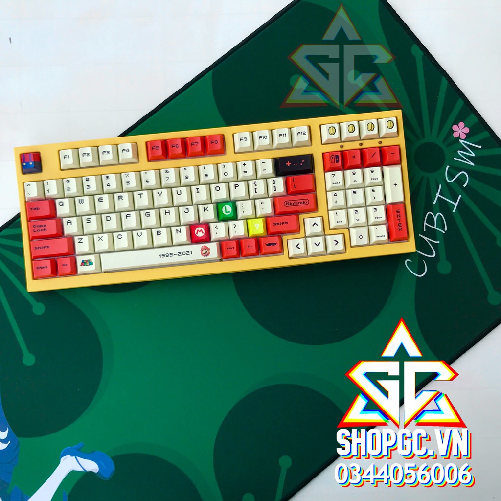 Keycap CHERRY  MARIO ĐỎ 120 nút Nhựa PBT ( E-DRA, AKKO, KEYCHORN, KEYCOOL, IKBC, LEOPOLD, NJ68,...)