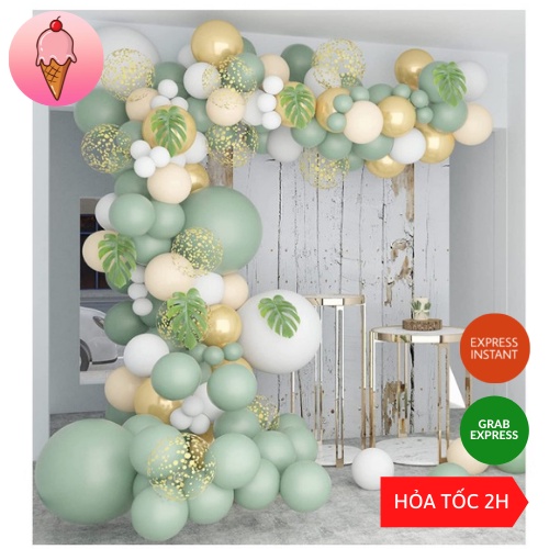 Set Bóng Trang Trí Tông Xanh Tropical Phong Cách Châu Âu Trang Trí Tiệc Sinh Nhật - K134