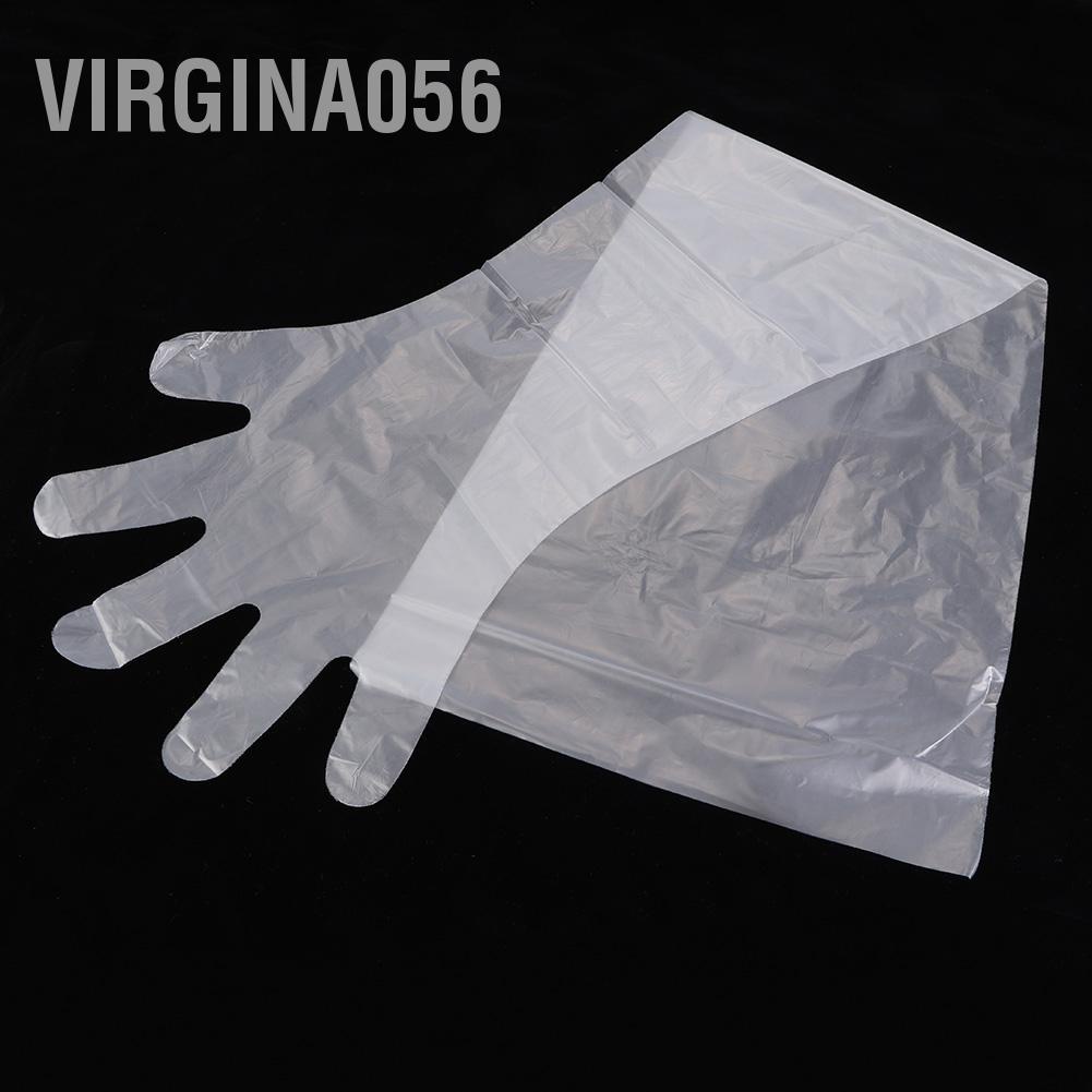 Bộ 50 cái / túi găng tay dài dùng một lần bằng nhựa cho trang trại động vật kiểm tra thú y