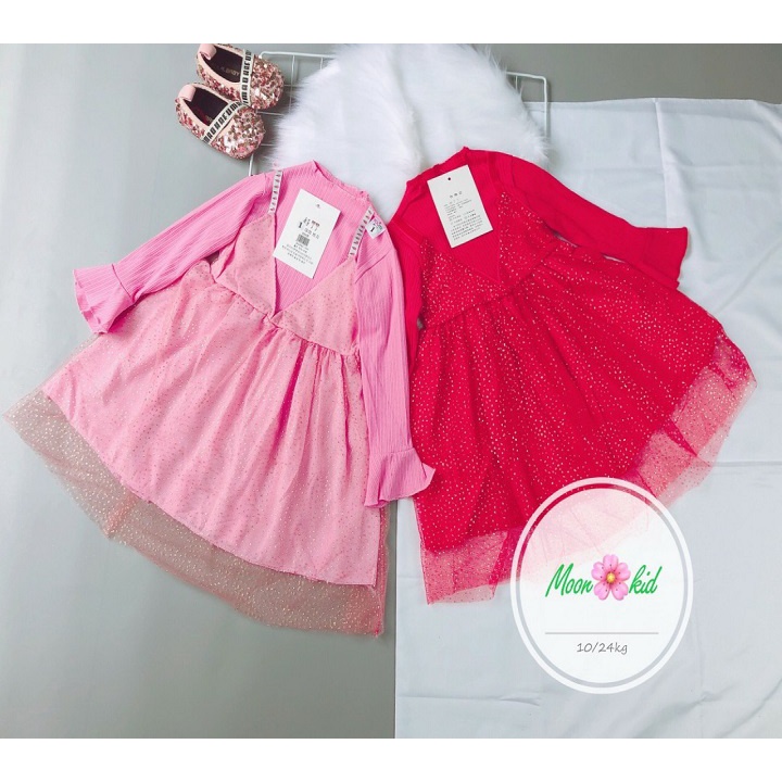 Váy đầm công chua tay bèo cao cấp bé gái từ 8- 18kg